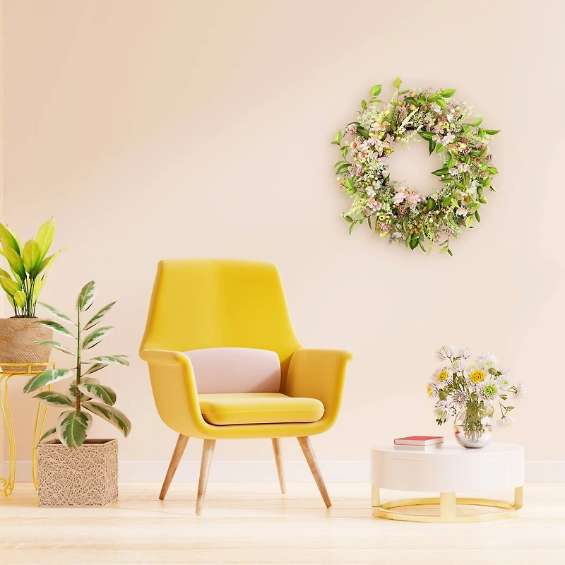 26" Artificial Dogwood Floral Spring Wreath