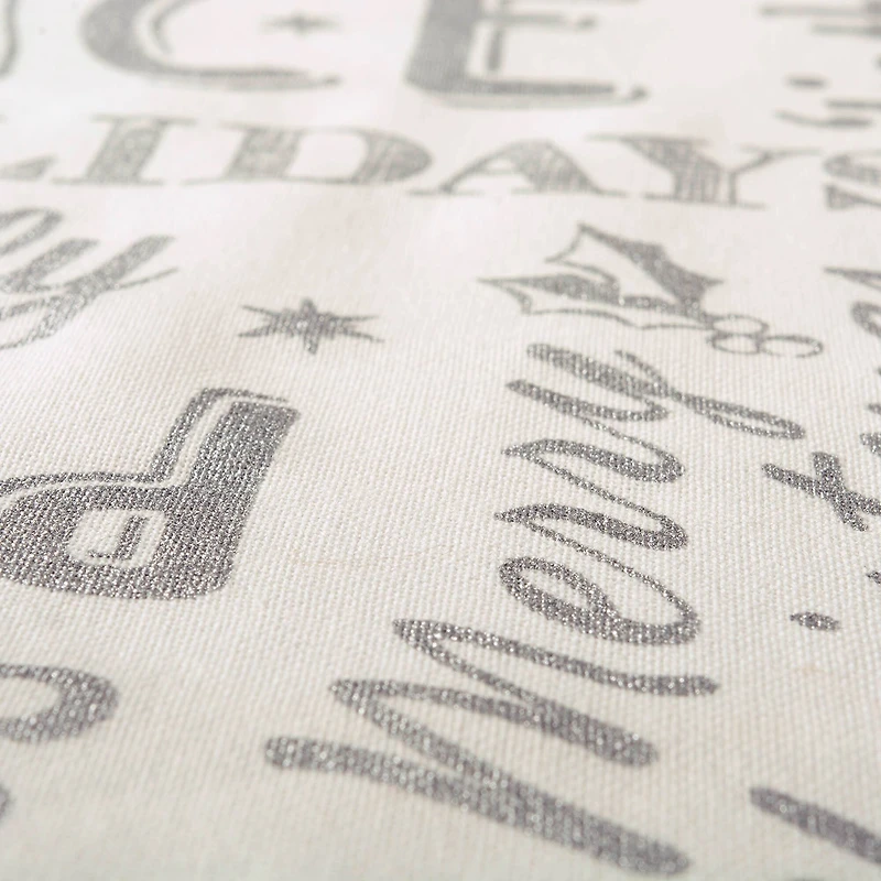 DII® Silver Christmas Collage Tablecloth