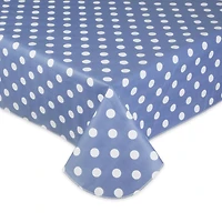 Stonewash Blue Polka Dot Vinyl Tablecloth 60" x 102"