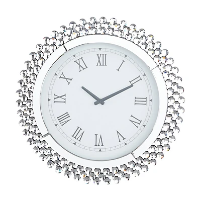 Silver MDF Glam Wall Clock, 20" x 2" x 20"