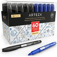 Arteza® 60 Piece Blue & Black Fine Tip Permanent Marker Set