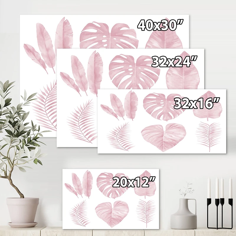 Designart - Tropical Pink Watercolour Leaves I