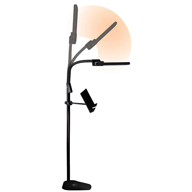 OttLite Black Dual Shade LED Floor Lamp with USB Charging Station