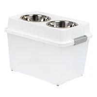 IRIS 45qt. Clear/White/Gray Airtight Elevated Feeder Storage Container