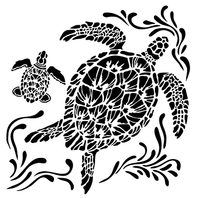 The Crafter's Workshop Sea Turtles Stencil, 6" x 6"
