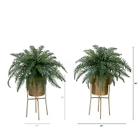 34" Artificial River Fern Plant in Metal Planter with Stand