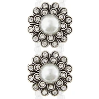 Silver Faux Pearl Flower Sliders, 25mm by Bead Landing™