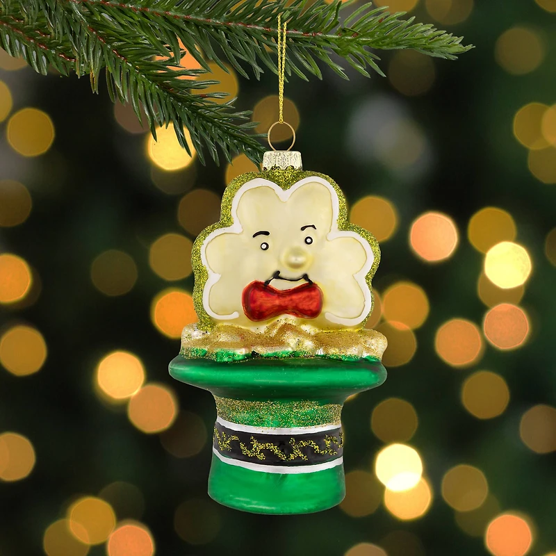 4.75" Shamrock and Leprechaun Hat Glass Christmas Ornament
