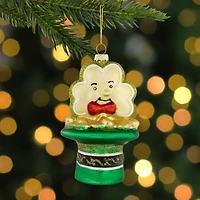 4.75" Shamrock and Leprechaun Hat Glass Christmas Ornament