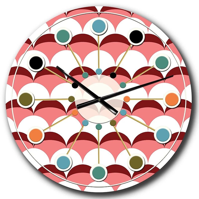 Designart Geometrical Retro Design V Mid-Century Modern Wall Clock