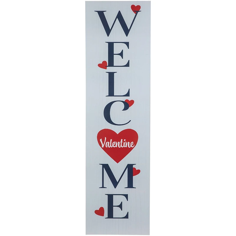 38" Valentine's Day Welcome Wooden Porch Board Sign