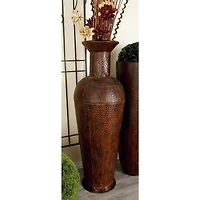 Set of 3 Brown Metal Traditional Vase, 50", 35", 26"