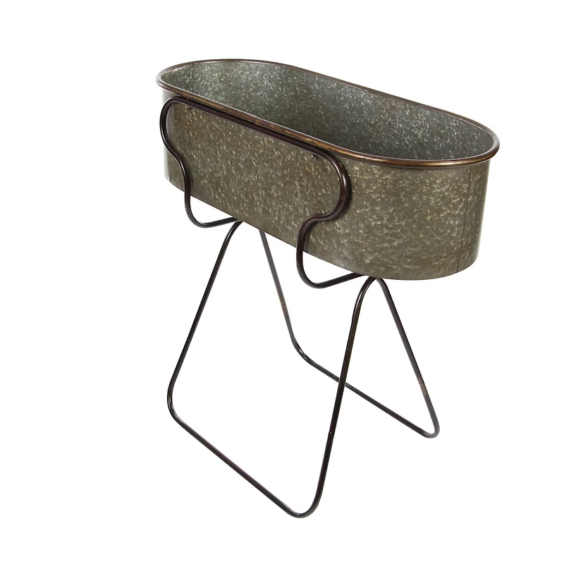 38" Gray Metal Farmhouse Planter