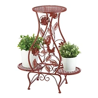 26.5'' Red Rooster Hourglass Triple Plant Stand