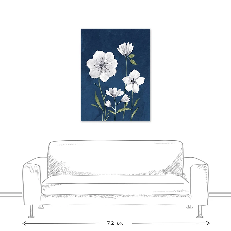 Bright Navy Flowers 30" x 40" Canvas Wall Art