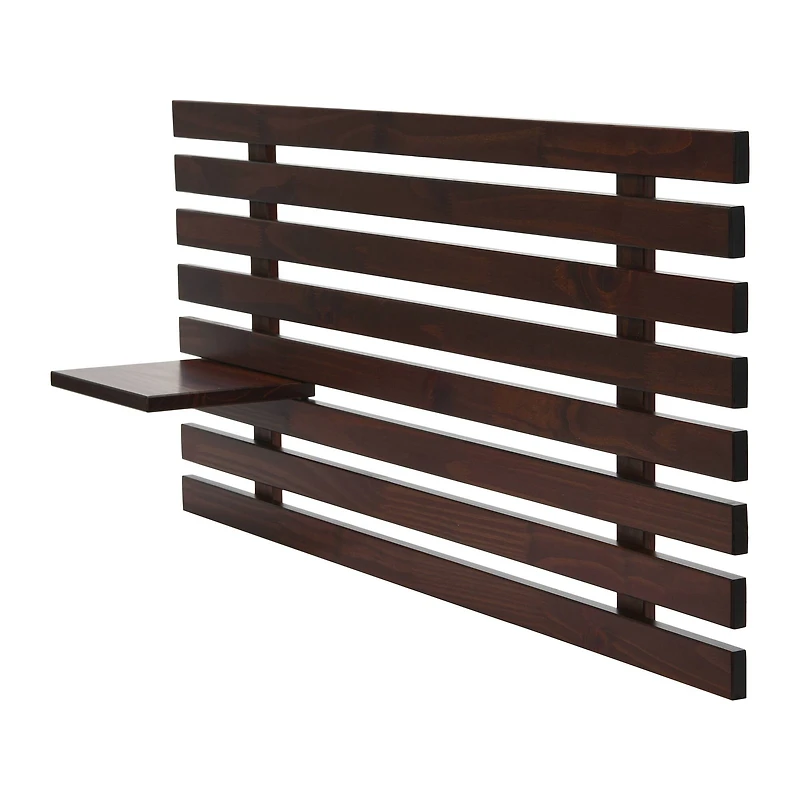 Hello Honey® Adjustable Walnut Solid Wood 2-Panel Headboard Set with Wall Storage for Twin, Queen or King