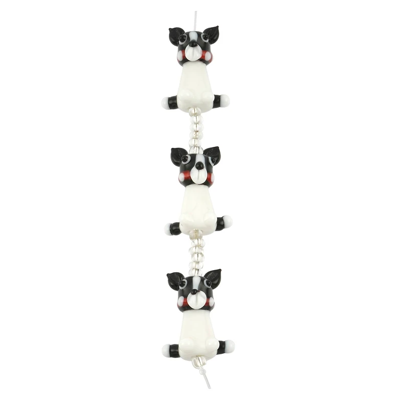Black & White Lampwork Glass Dog Beads by Bead Landing™