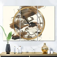 Designart Gold Glam Squares I Modern 3 Panel Wall Clock