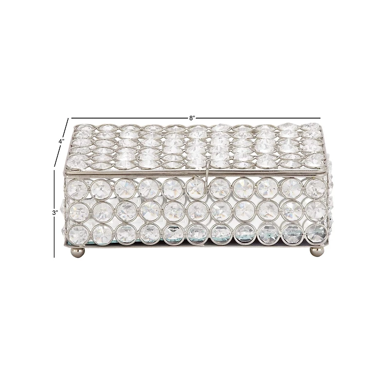 Silver Crystal Glam Jewelry Box