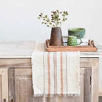 Hello Honey® 6ft. Striped Linen & Cotton Fringed Table Runner