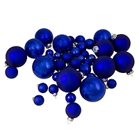 40ct. 2.5" Shiny & Matte Royal Blue & Silver Glass Ball Christmas Ornaments