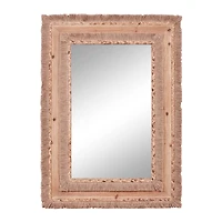 36" Brown Bohemian Style Wood Wall Mirror