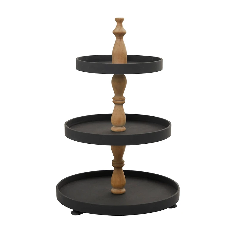 Black Traditional Tiered Server, 16" x 16" x 24"
