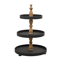 Black Traditional Tiered Server, 16" x 16" x 24"