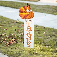 Glitzhome® 36" Thanksgiving Metal Turkey "Give Thanks" Yard Stake