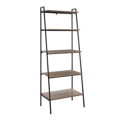 Walker Edison 72" Mocha Industrial Modern Ladder Bookshelf