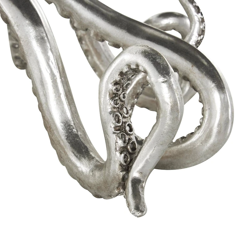 21.5" Silver Laying Octopus Sculpture