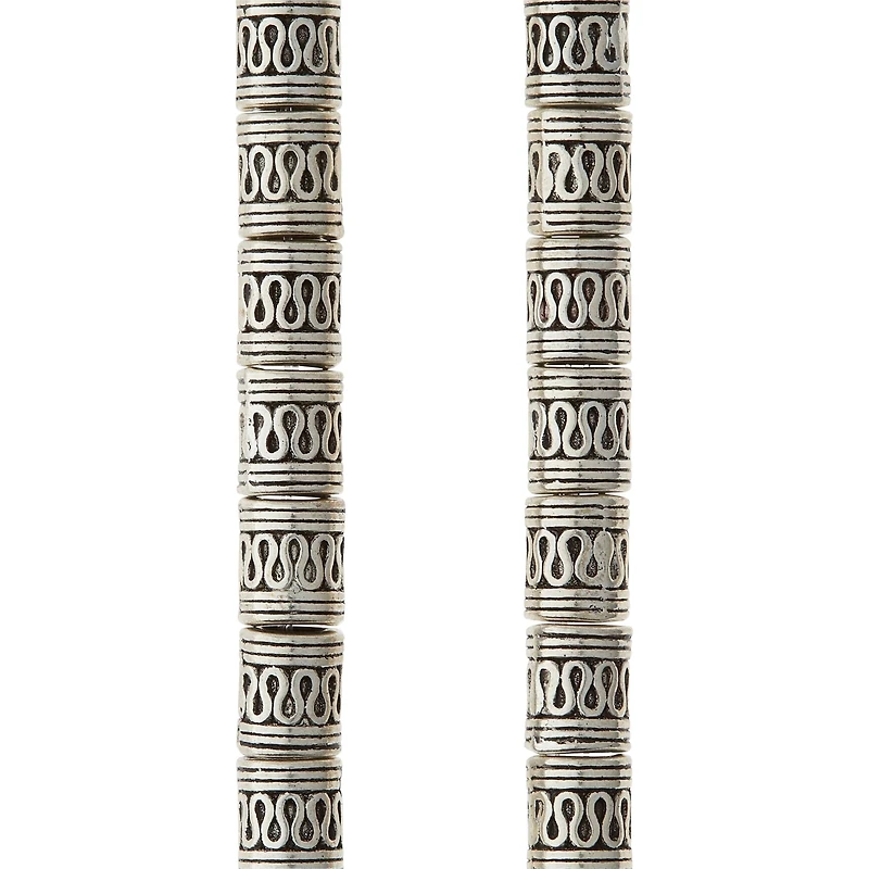 Silver Snake Carved Metal Tube Beads, 9mm by Bead Landing™
