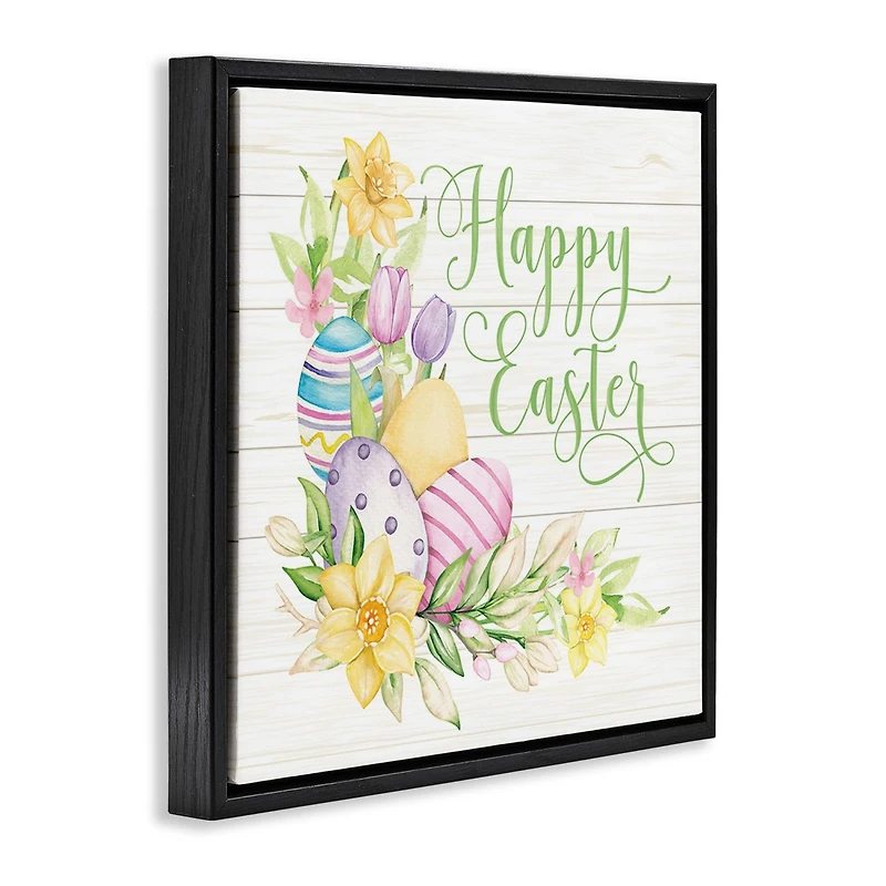 Stupell Industries Happy Easter Daffodils Floater Framed Art