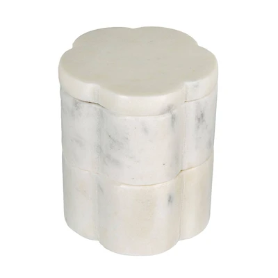 Hello Honey Elegant White Marble Pinch Pot with Lid