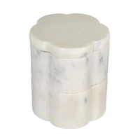 Hello Honey Elegant White Marble Pinch Pot with Lid