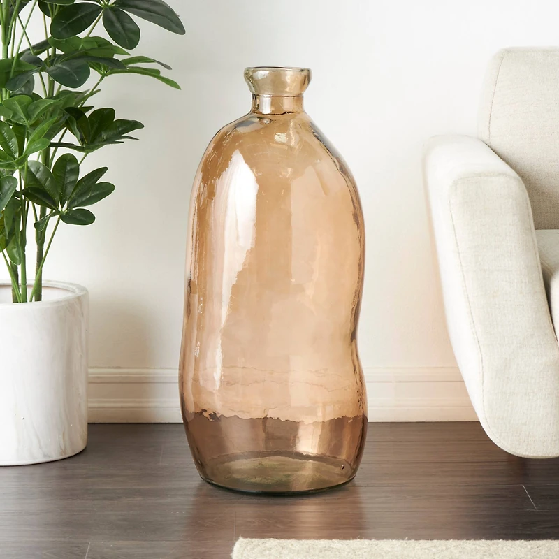 29" Brown Spanish Bottle Glass Vase