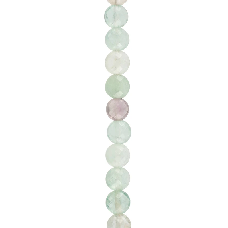 Pink & Blue Faceted Fluorite Coin Beads by Bead Landing