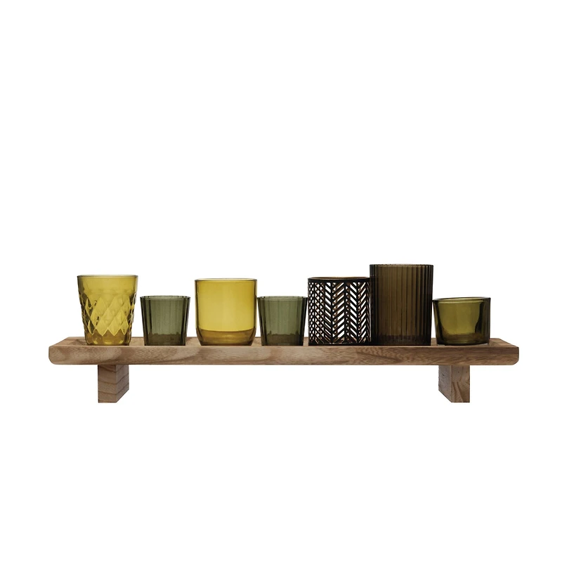 Hello Honey® Wooden Footed Tray & Votive Holder Set