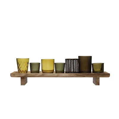 Hello Honey® Wooden Footed Tray & Votive Holder Set