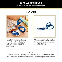 Sabatier 2-in-1 All-Purpose Gift Wrap Scissors with Removable Tape Dispenser Blade Cover