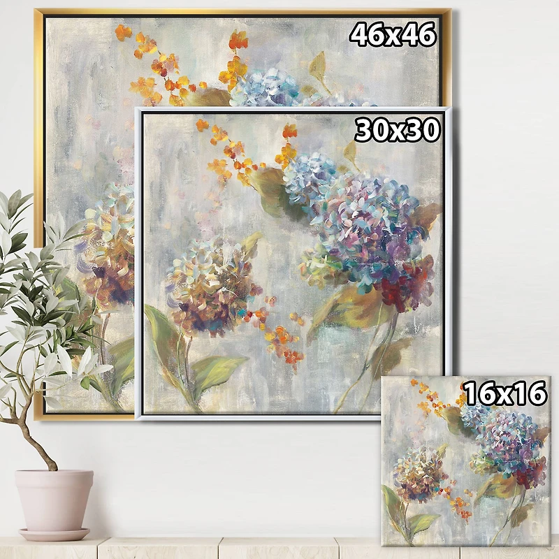 Designart - Autumn Hydrangea - Traditional Framed Canvas