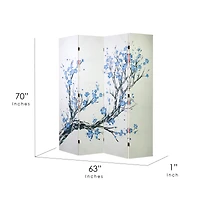 American Art Decor™ 6ft. Double-Sided 4-Panel Red & Blue Cherry Blossom Tree Canvas Room Divider