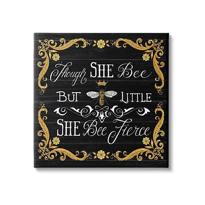 Stupell Industries She Bee Fierce Female Motivational Phrase Vintage Pun Canvas Wall Art