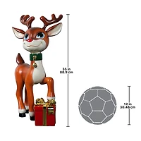 3ft. Belle Santa's Red-Nosed Christmas Reindeer Statue