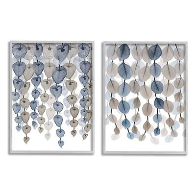 Stupell Industries Neutral Blue & Brown Falling Vines Gray Framed Wall Art Set