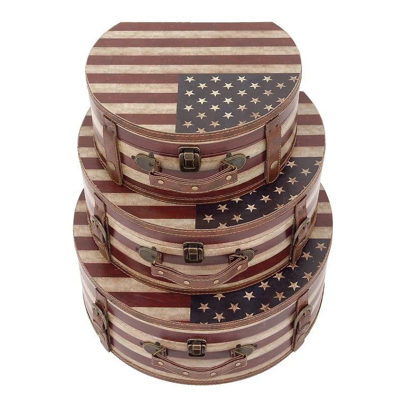 Traditional Wooden American Flag Decorative Box Set