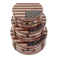 Traditional Wooden American Flag Decorative Box Set