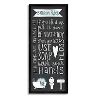 Stupell Industries Bathroom Rules Sign Whimsical Tub Toilet Sink Framed Wall Art