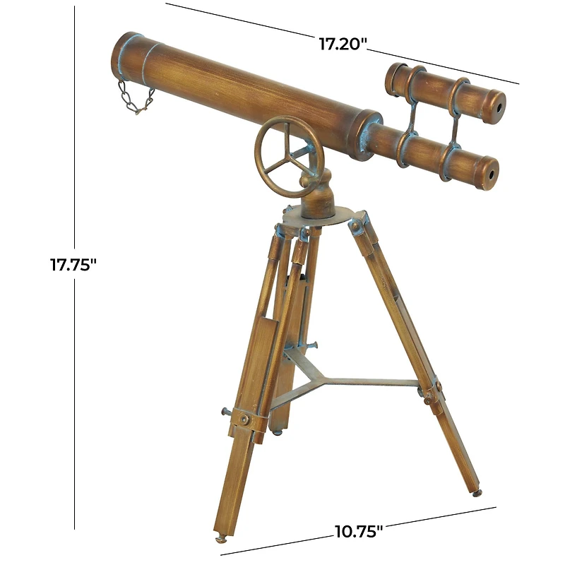 18" Brass Metal Telescope Decoration