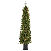 Glitzhome® 6ft Pre-lit Green Artificial Christmas Porch Tree, Warm White Lights